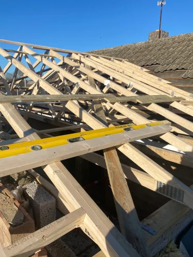 Timber roof trusses installed over an extension in Eynesbury, St Neots