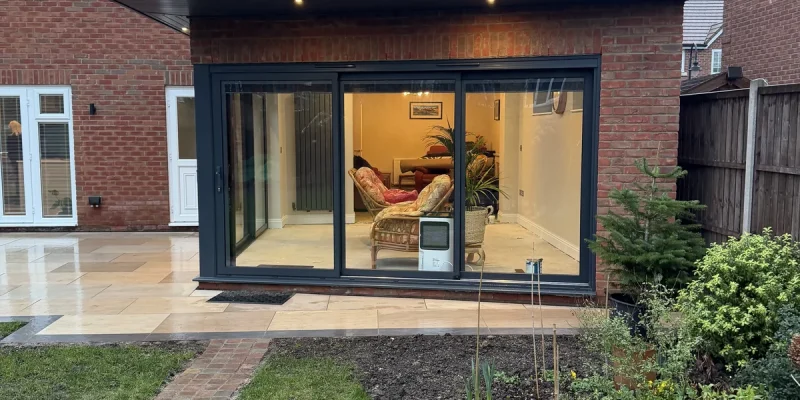 Completed single-storey rear extension viewed from the garden