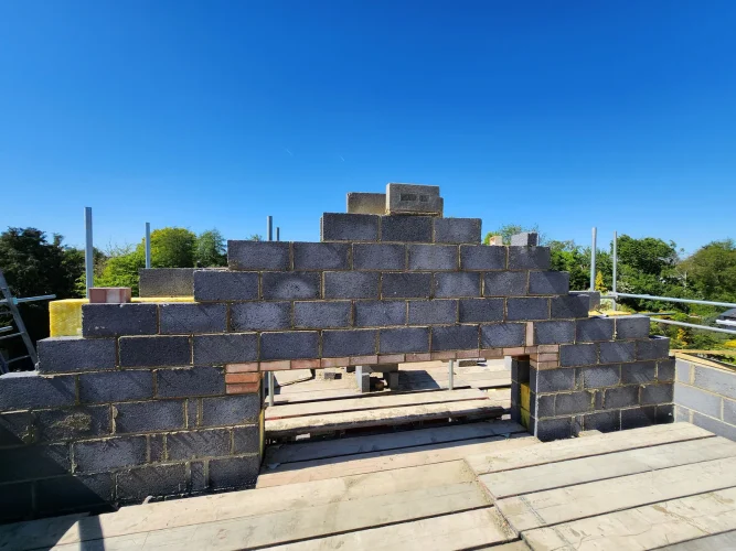 Upper gable masonry for the two-storey extension